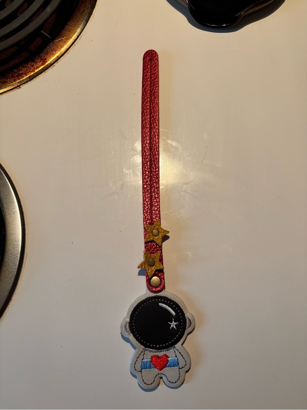 Portland Leather Red Strap Astronaut Bag Charm